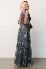 Layla Tulle Maxi Dress | Slate Floral