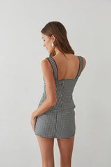 Olive Gingham Micro Mini Skort