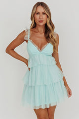 Sorbet Sky Tiered Tulle Mini Dress Mint