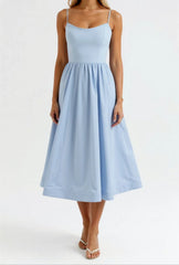 Wedding Guest Dress, Elegant Corset Midi Dress for Women - White, Light Blue, Pink, Purple