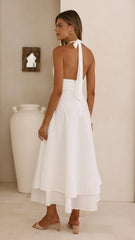 Kathy Halter Neck Maxi Dress - White