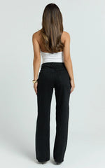 Abbie Jeans - Mid Rise Straight Leg Recycled Denim Jeans in Clean Black