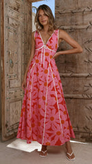Tisha Maxi Dress - Pink/Red Floral