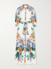 Bianca linen-blend floral midi dress