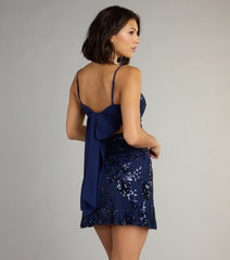 All Eyes On You Sequin Bow Mini Dress