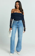 Abbie Jeans - Mid Rise Straight Leg Recycled Denim Jeans in Mid Blue Wash