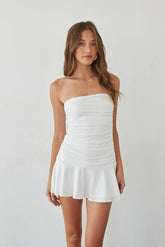 Alora Strapless Ruched Mini Dress
