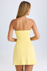 Bandeau Neckline Mini Dress in Lemon Sherbet