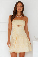 Warm Love Strapless Mini Dress Yellow