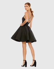 Black Square Neck Mini A Line Dress