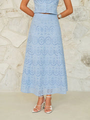 Eyelet Pattern Maxi Skirt