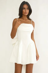 Wilder Oversized Back Bow Mini Dress White