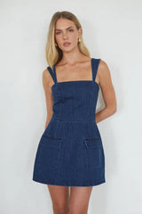 Mellie Denim Romper Mini Dress