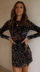Felicia Mini Dress - Navy/Multi Sequin