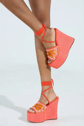 AZALEA WANG VONDA ORANGE WEDGE SANDAL