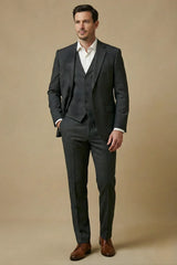 Men’s Three-Piece Wedding Guest Suit – Tailored Slim Fit Jacket, Waistcoat and Trousers for Formal Celebrations
