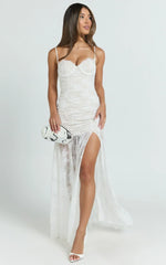 Adana Maxi Dress - Lace Fit And Flare Dress in White