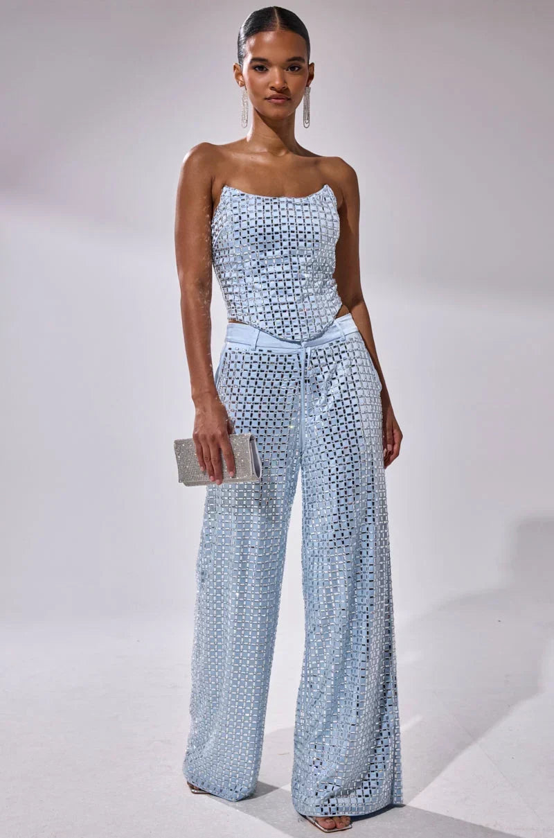 LILA EMBELLISHED SATIN TROUSER