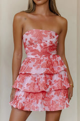 Effortless Edge Strapless Mini Dress Coral