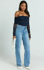 Abbie Jeans - Mid Rise Straight Leg Recycled Denim Jeans in Mid Blue Wash