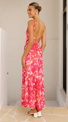 Margo Midi Dress - Pink/Red Floral