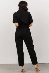 Dallas Button Up Jumpsuit | Black
