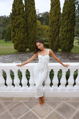 Delicate Lace Dream Midi Dress White