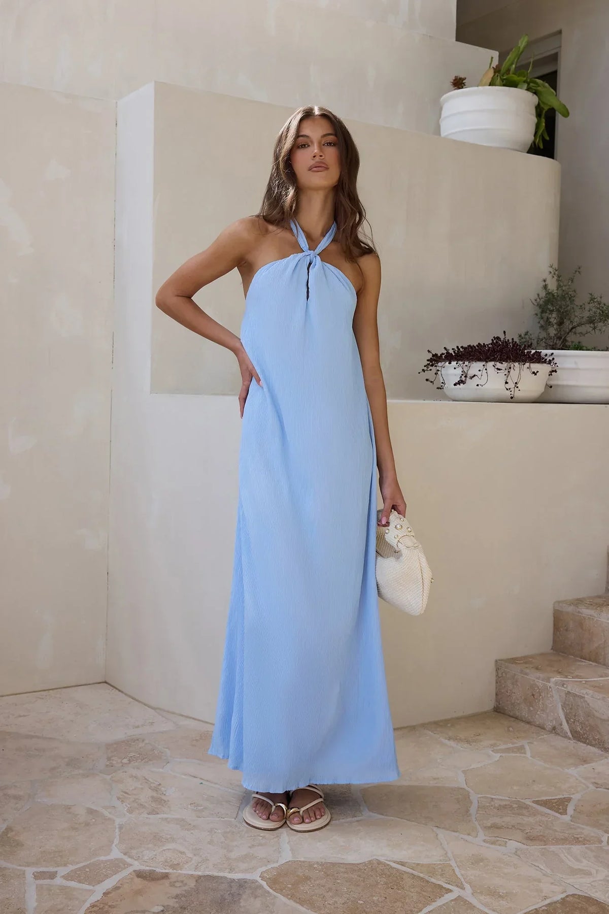 Isle Of Chic Halter Maxi Dress Blue