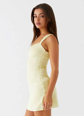 Odette Satin Mini Dress - Yellow