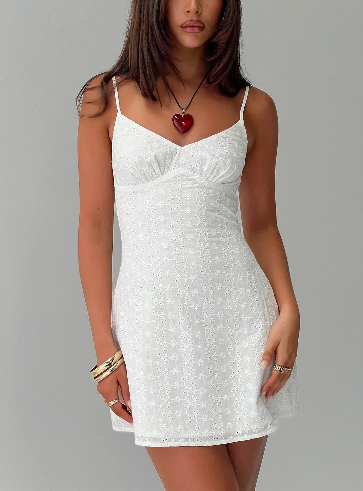 Jaye Mini Dress White Broderie