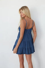 Evalee Tiered Denim Mini Dress