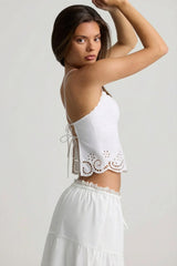 Cutwork Backless Cotton-Poplin Camisole Top in White