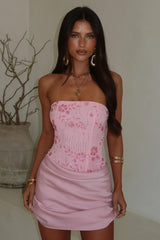Skye Strapless Beaded Mini Dress - Baby Pink