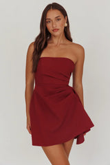 Minnesota Strapless Mini Dress Wine