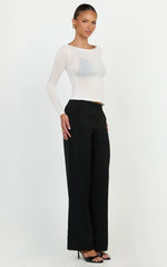 Madi Top - Long Sleeve Sheer Slub Jersey Top in White