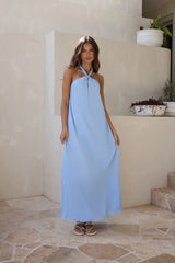 Isle Of Chic Halter Maxi Dress Blue