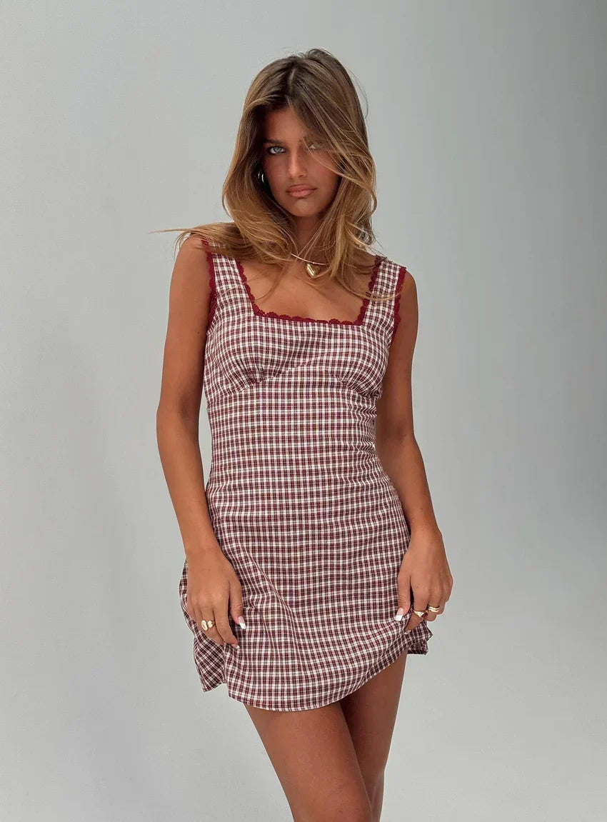 Dasha Mini Dress Red Check Petite