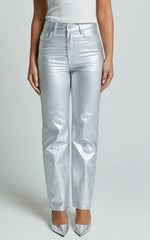 Addison Jeans - High Waisted Metallic Jeans in Silver