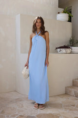 Isle Of Chic Halter Maxi Dress Blue