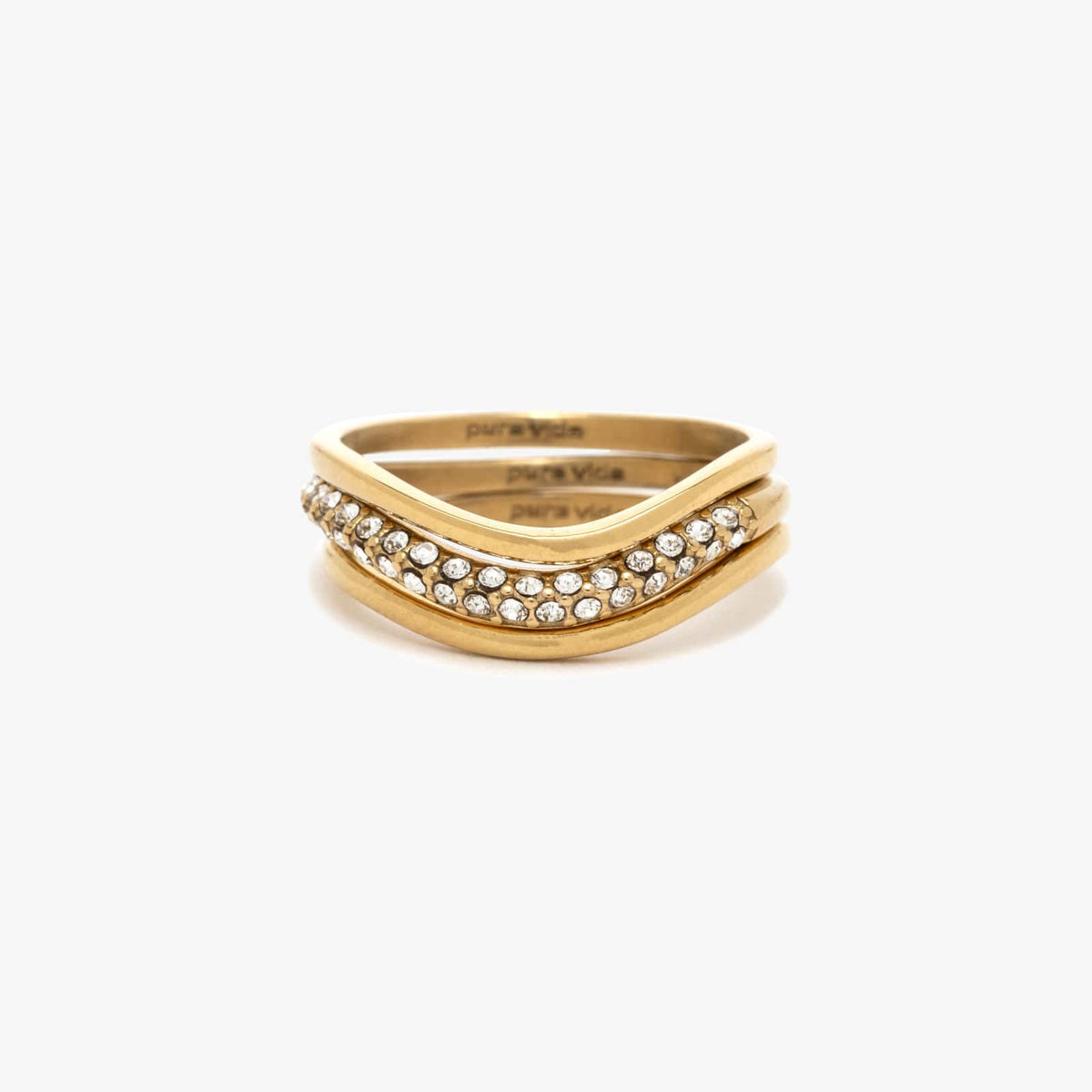 Wavy Pavé Ring Stack